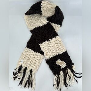 Vintage Y2K Embroidered Abercrombie And Fitch Chunky Knit Scarf Wool Blend